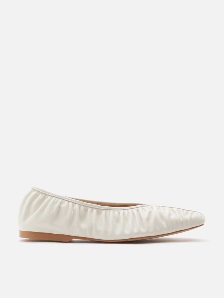 PAZZION, Isabella Gathered Ruched Flats, Beige