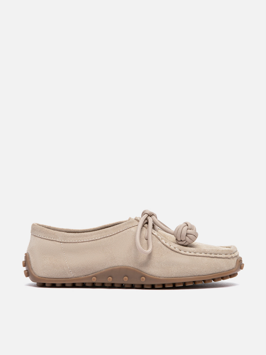 PAZZION, Isla Laced Up Suede Loafers, Almond