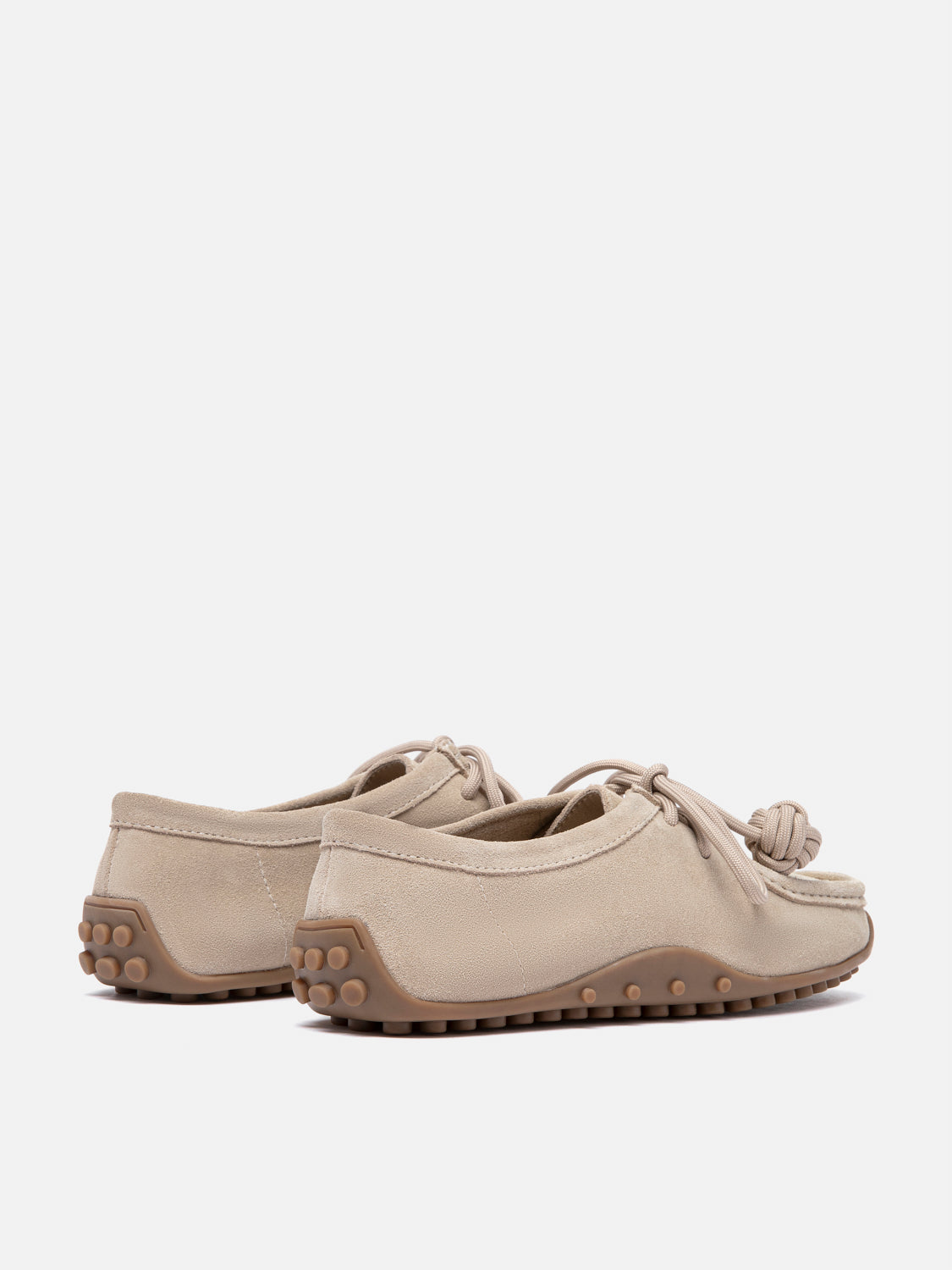 PAZZION, Isla Laced Up Suede Loafers, Almond