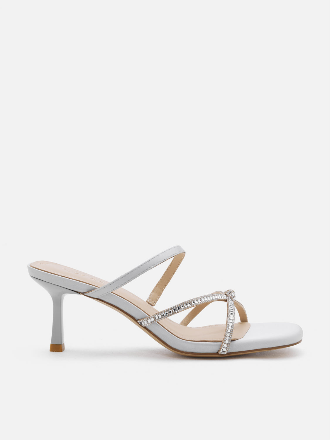 PAZZION, Ivana Crystal Embellished Sandal Heels - Grey, Grey