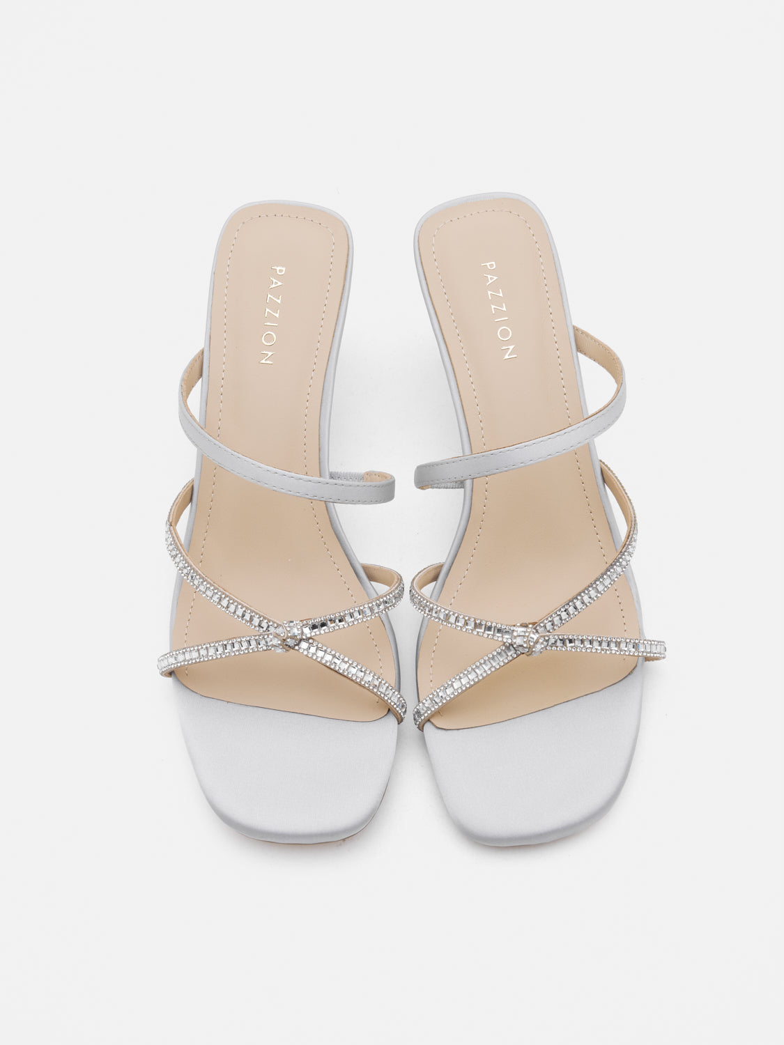 PAZZION, Ivana Crystal Embellished Sandal Heels - Grey, Grey