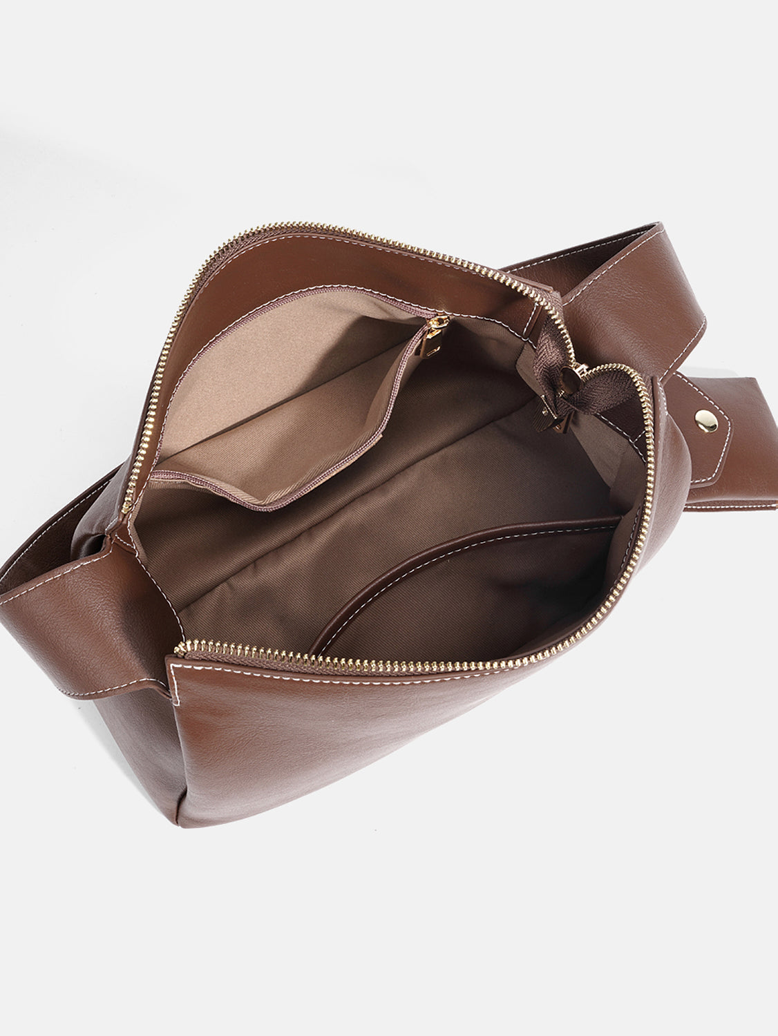 PAZZION, Ivana Lock Leather Bag, Brown