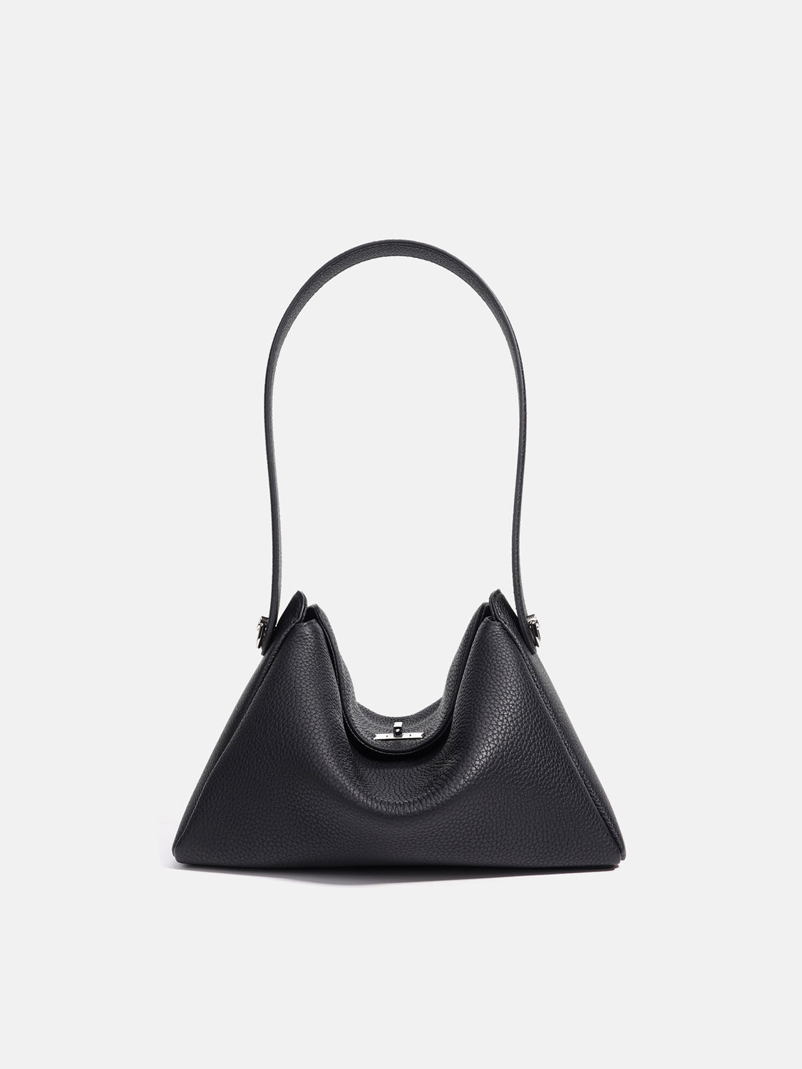 PAZZION, Iyana Twist Lock Leather Bag - Black, Black