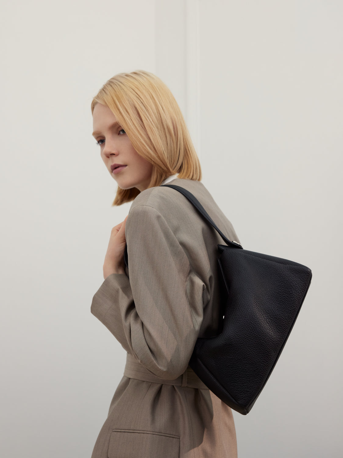 PAZZION, Iyana Twist Lock Leather Bag - Black, Black