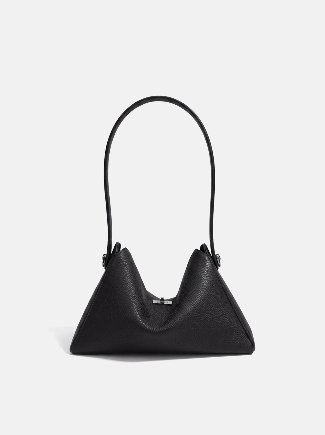 PAZZION, Iyana Twist Lock Leather Bag - Black, Black