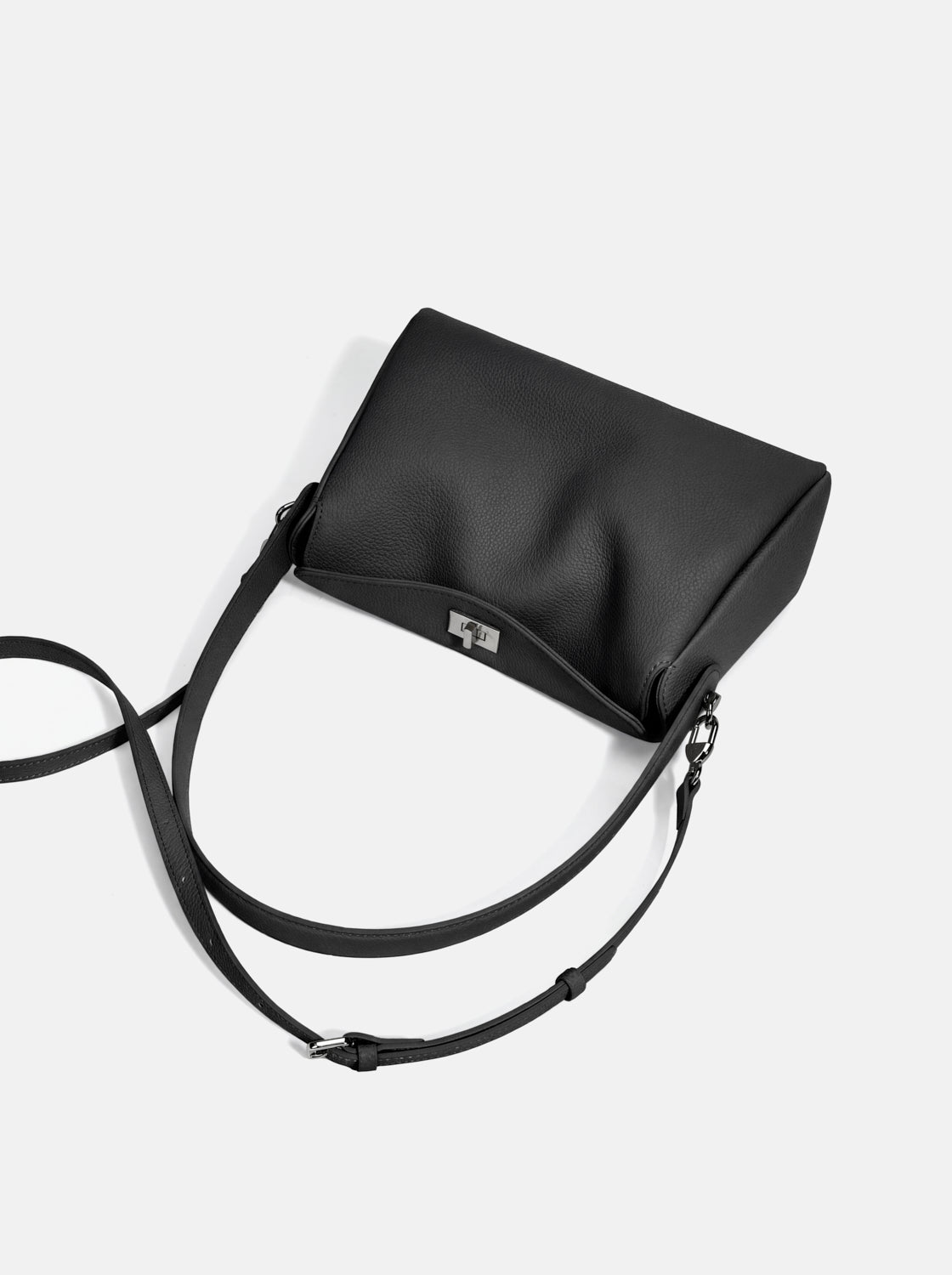 PAZZION, Iyana Twist Lock Leather Bag - Black, Black