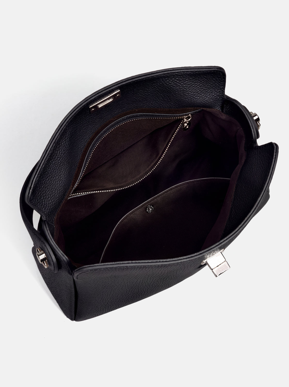 PAZZION, Iyana Twist Lock Leather Bag - Black, Black