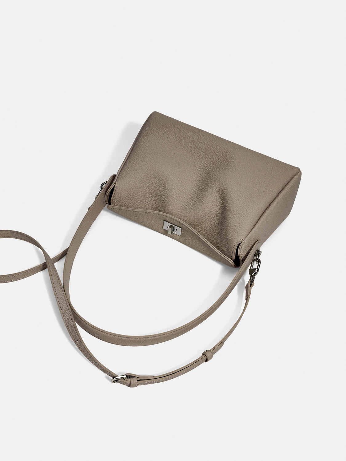 PAZZION, Iyana Twist Lock Leather Bag - Khaki, Khaki