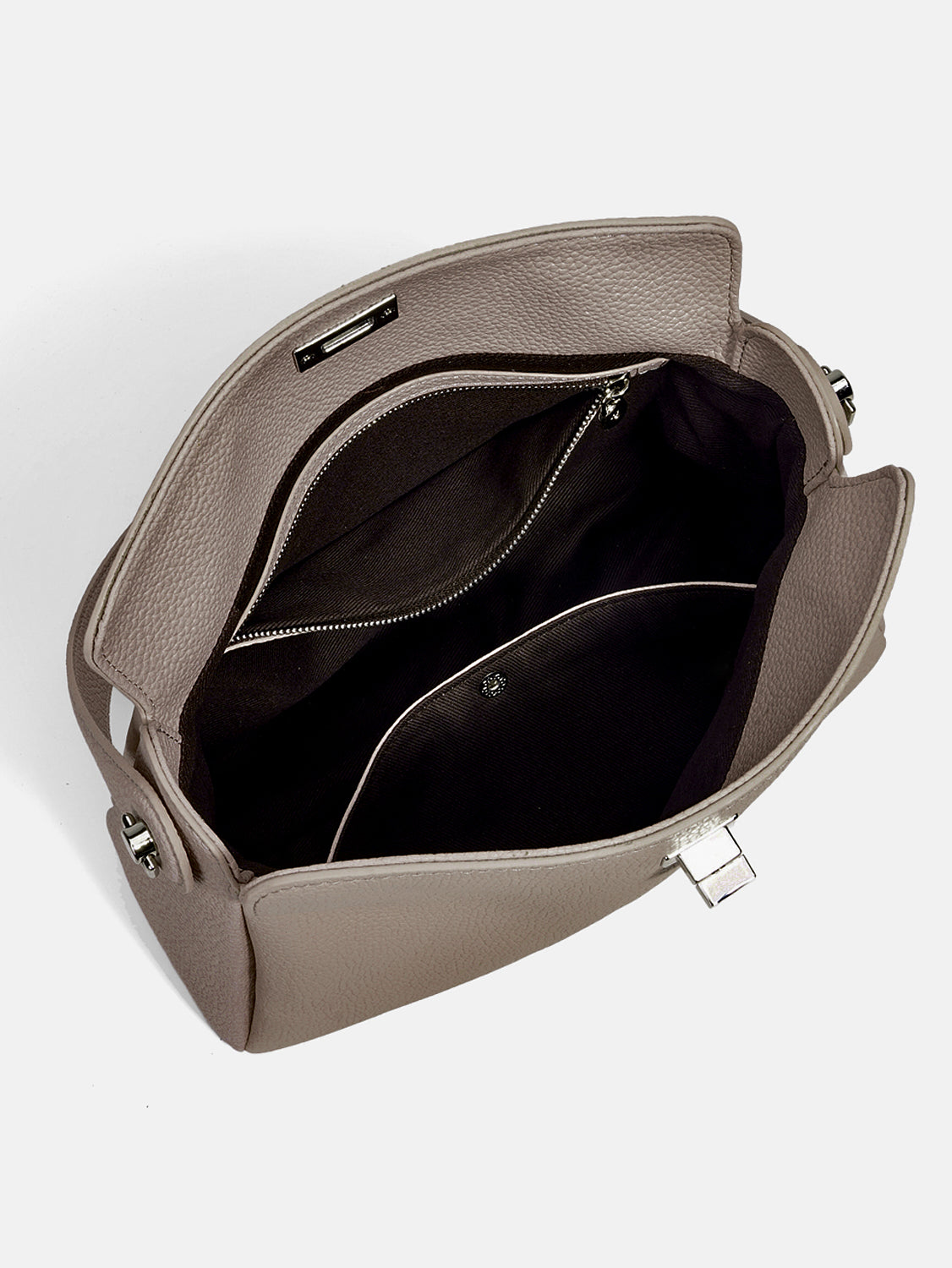 PAZZION, Iyana Twist Lock Leather Bag - Khaki, Khaki
