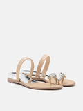 Jamila Silver Toe-Ring Slide Sandals