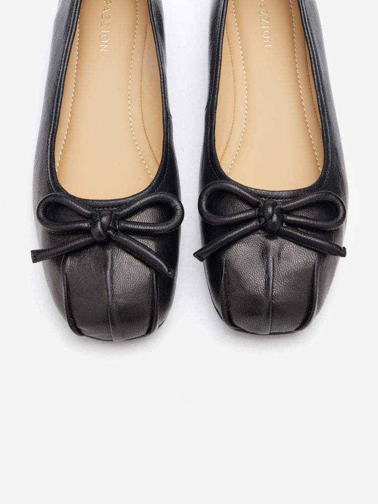 PAZZION, Janae Sculpted Bow Knot Flats, Black