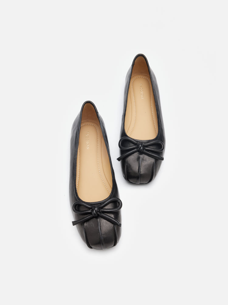 PAZZION, Janae Sculpted Bow Knot Flats, Black