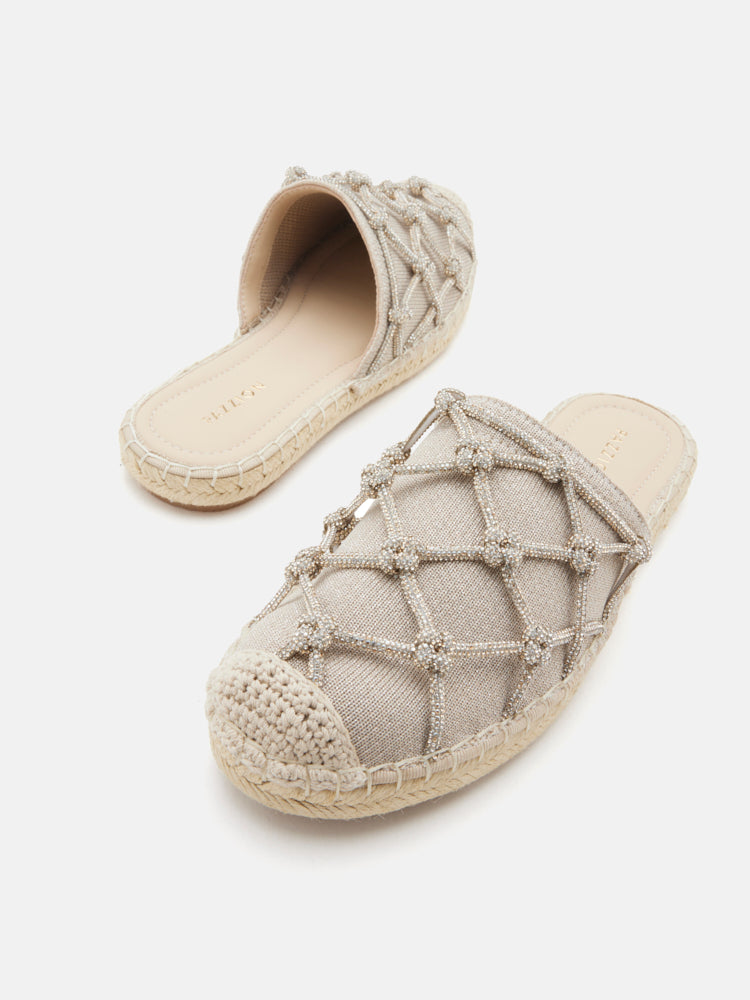 PAZZION, Jaylen Embellished Espadrille Mules, Gold