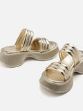 PAZZION, Jazlyn Metallic Chunky Flatform Sandals, Gold