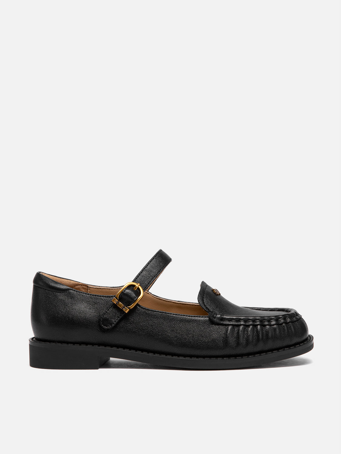 PAZZION, Jessie Leather Mary Jane Loafers, Black