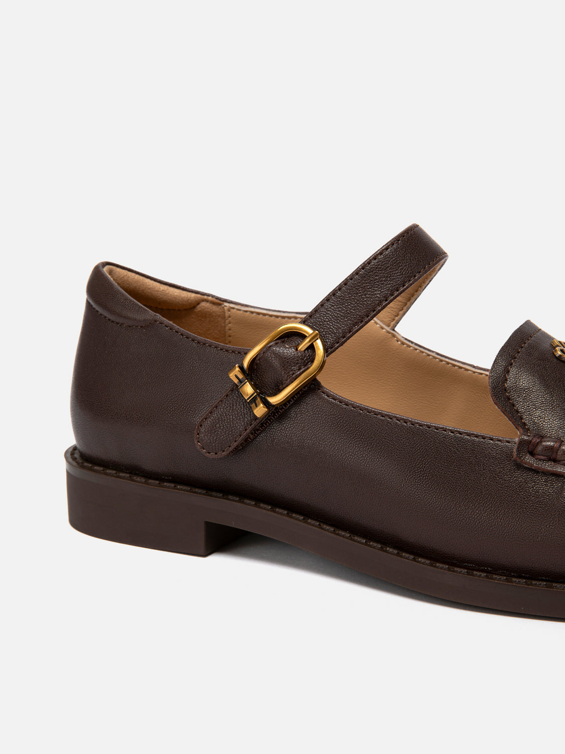 PAZZION, Jessie Leather Mary Jane Loafers, Darkbrown