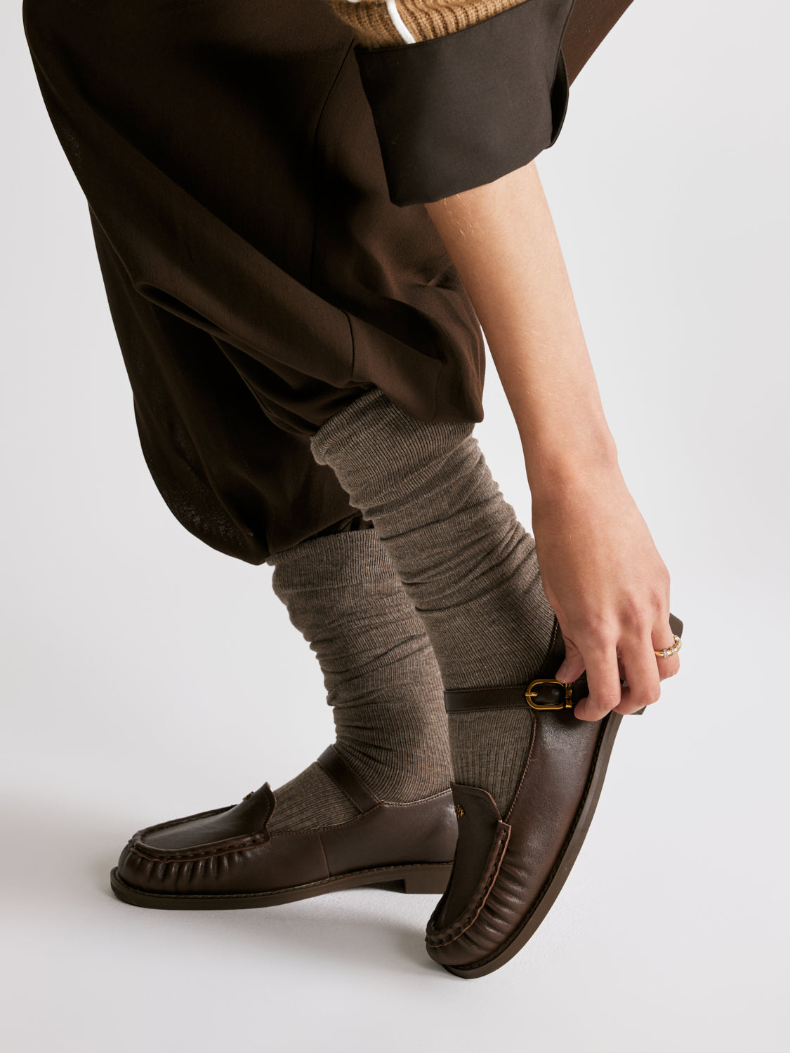 PAZZION, Jessie Leather Mary Jane Loafers, Darkbrown