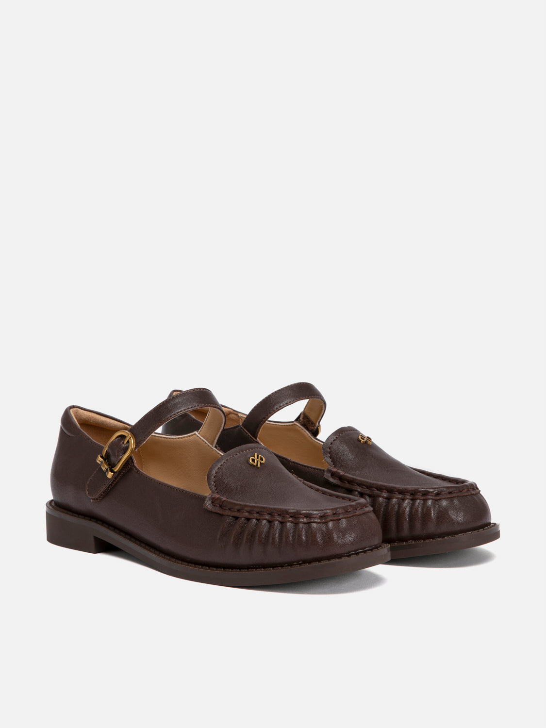 PAZZION, Jessie Leather Mary Jane Loafers, Darkbrown