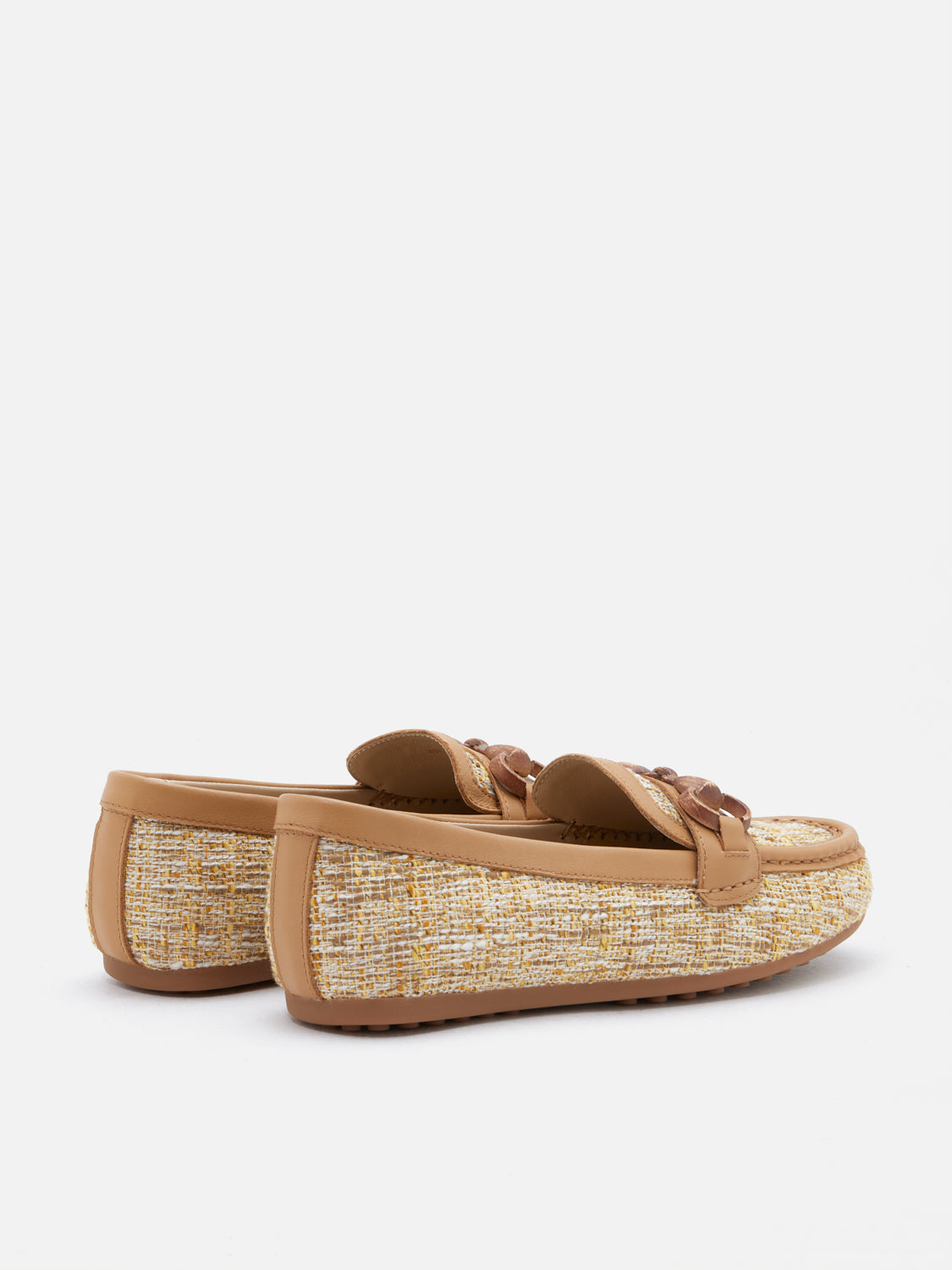 PAZZION, Jovielle Buckled Tweed Moccasin, Almond