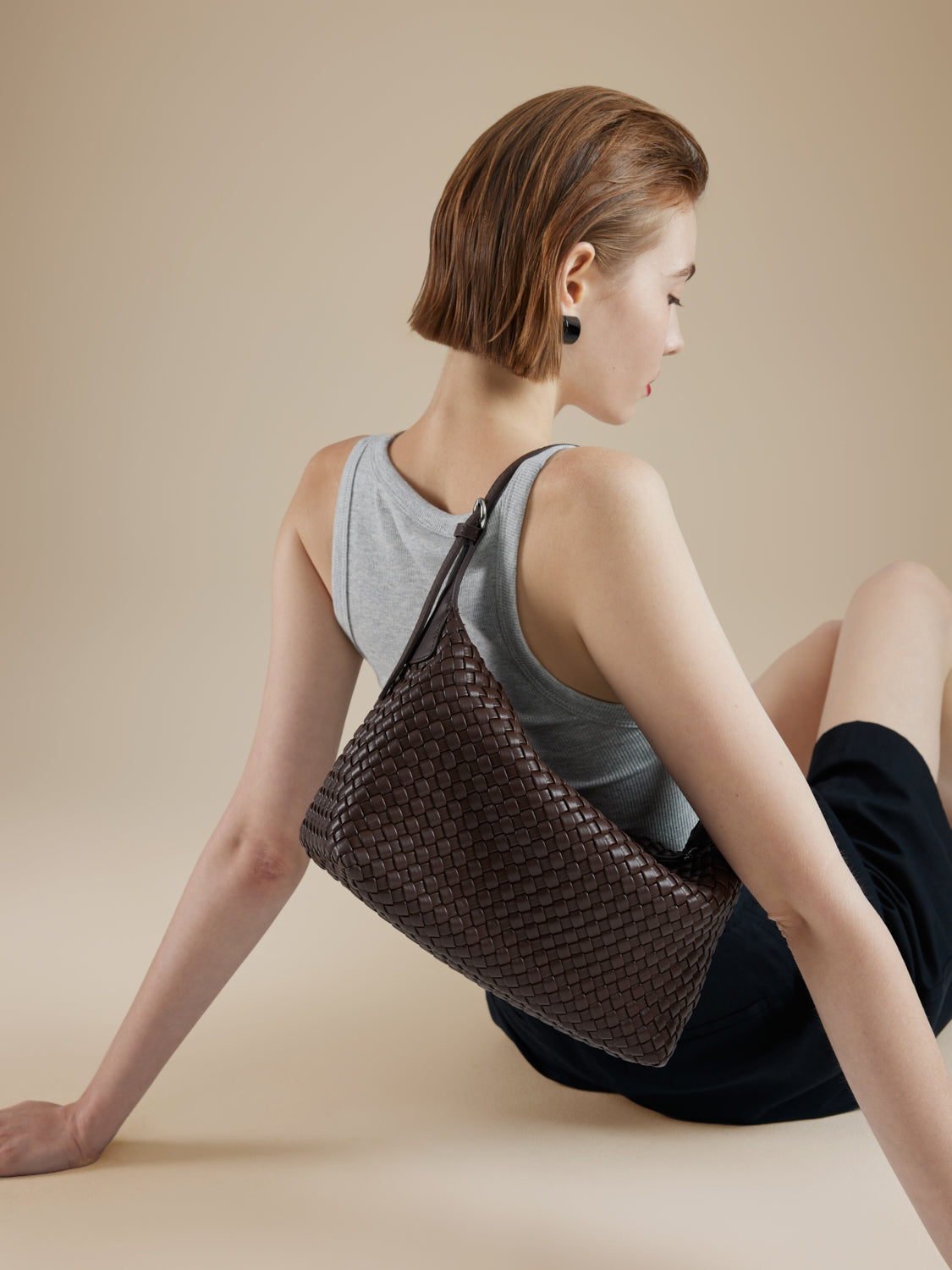 PAZZION, Joyce Woven Bag, Darkbrown