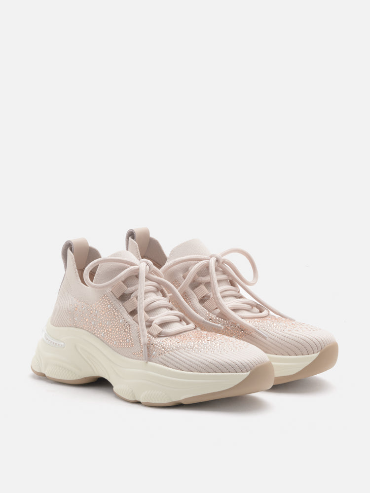 PAZZION, Kailani Crystal Embellished Flyknit Sneakers, Pink