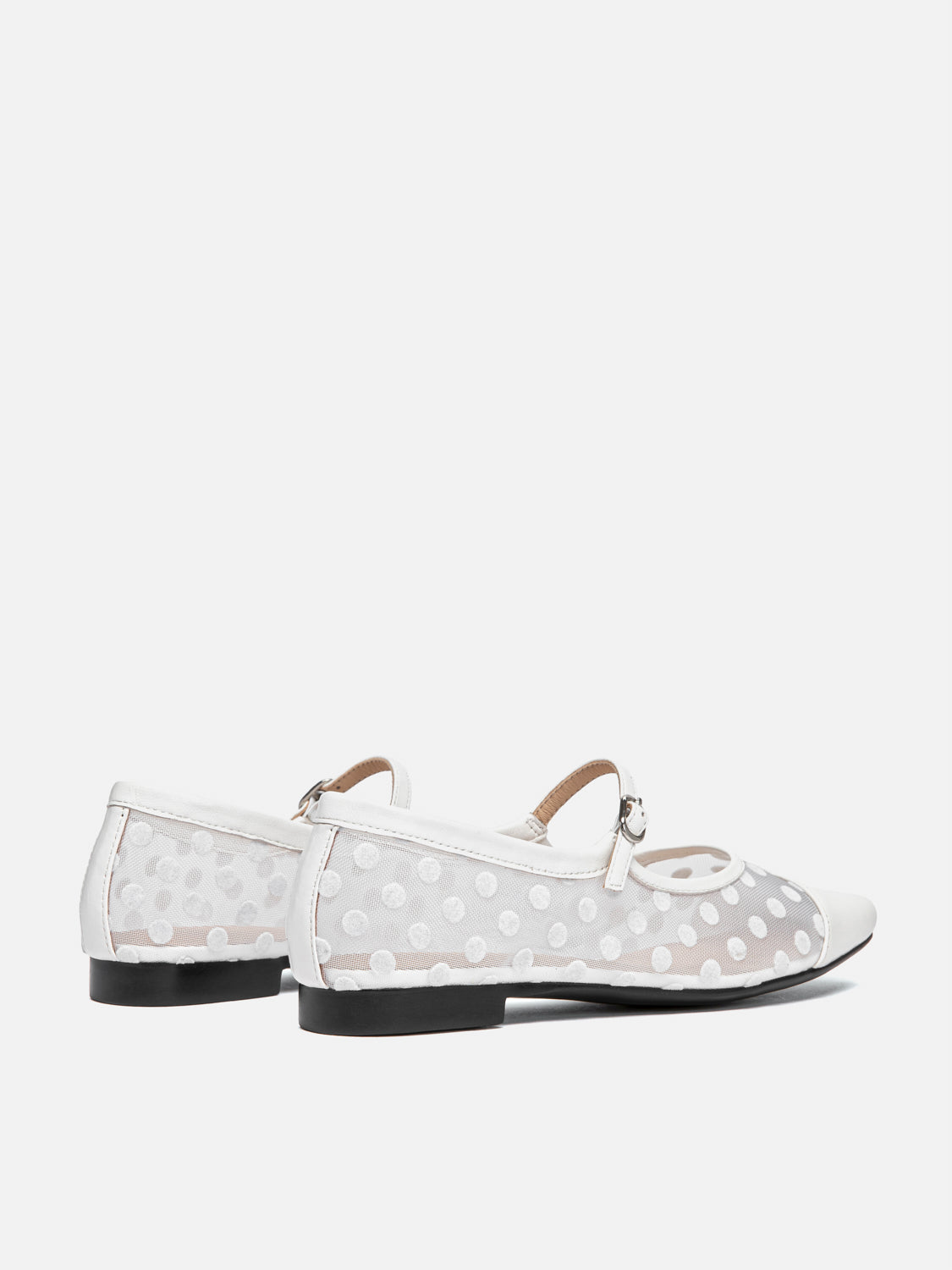 PAZZION, Kenzie Polka Dot Mesh Mary Janes, Beige