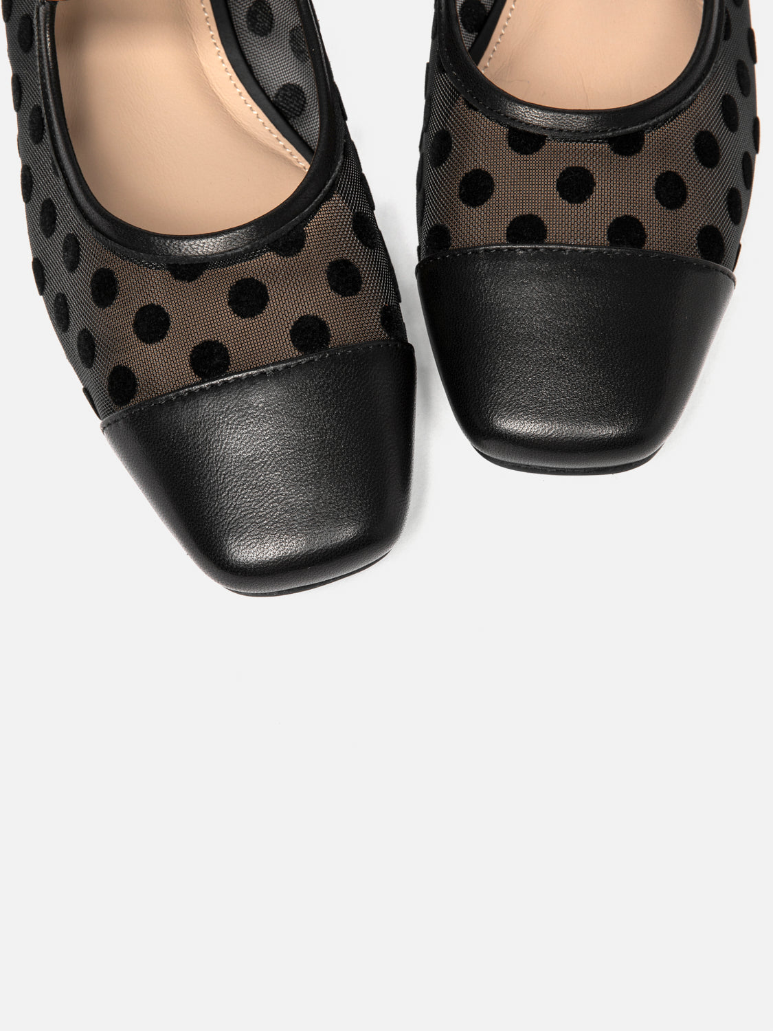 PAZZION, Kenzie Polka Dot Mesh Mary Janes, Black