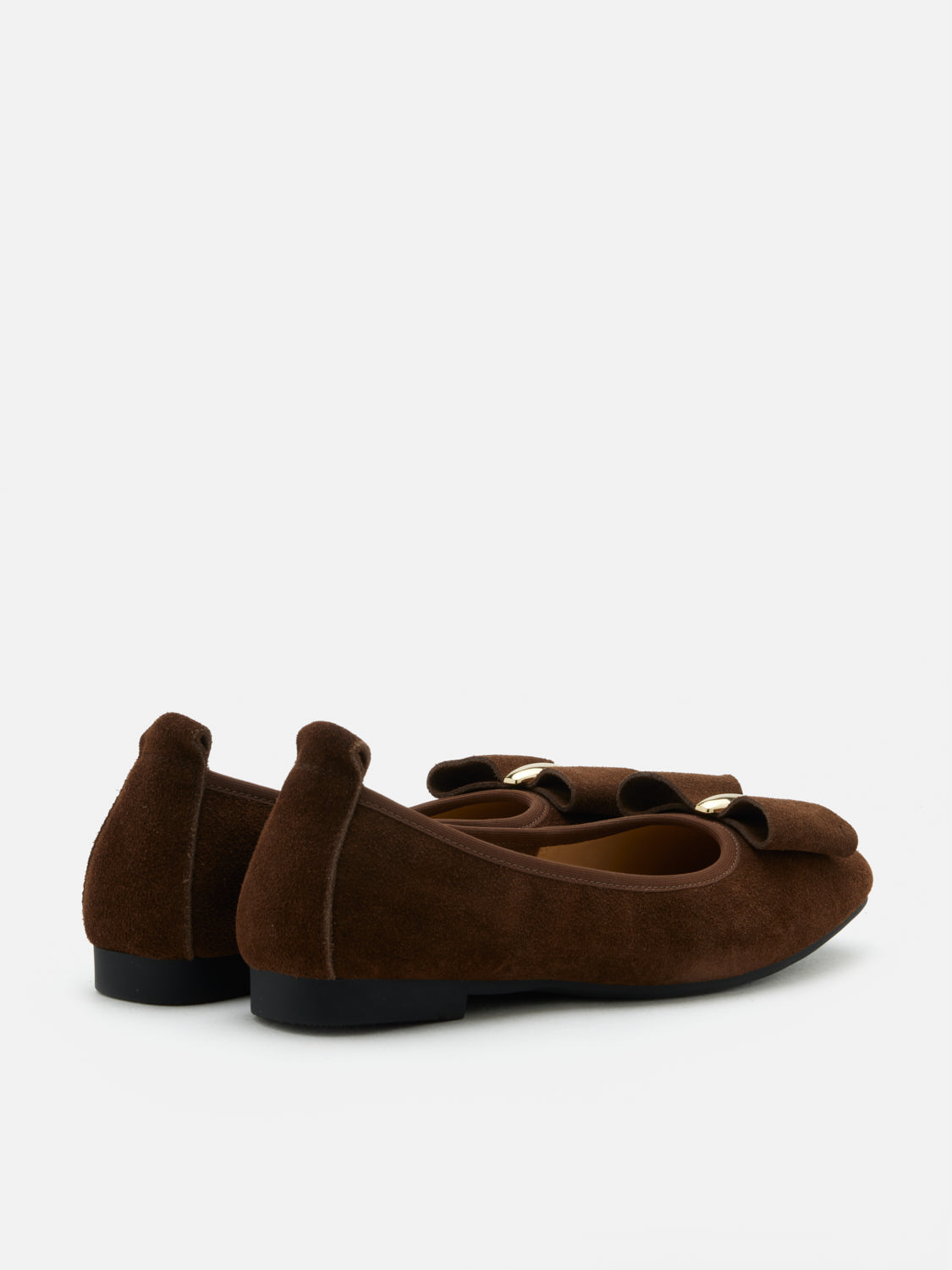 PAZZION, Keyla Gold Accented Bow Suede Flats, Brown