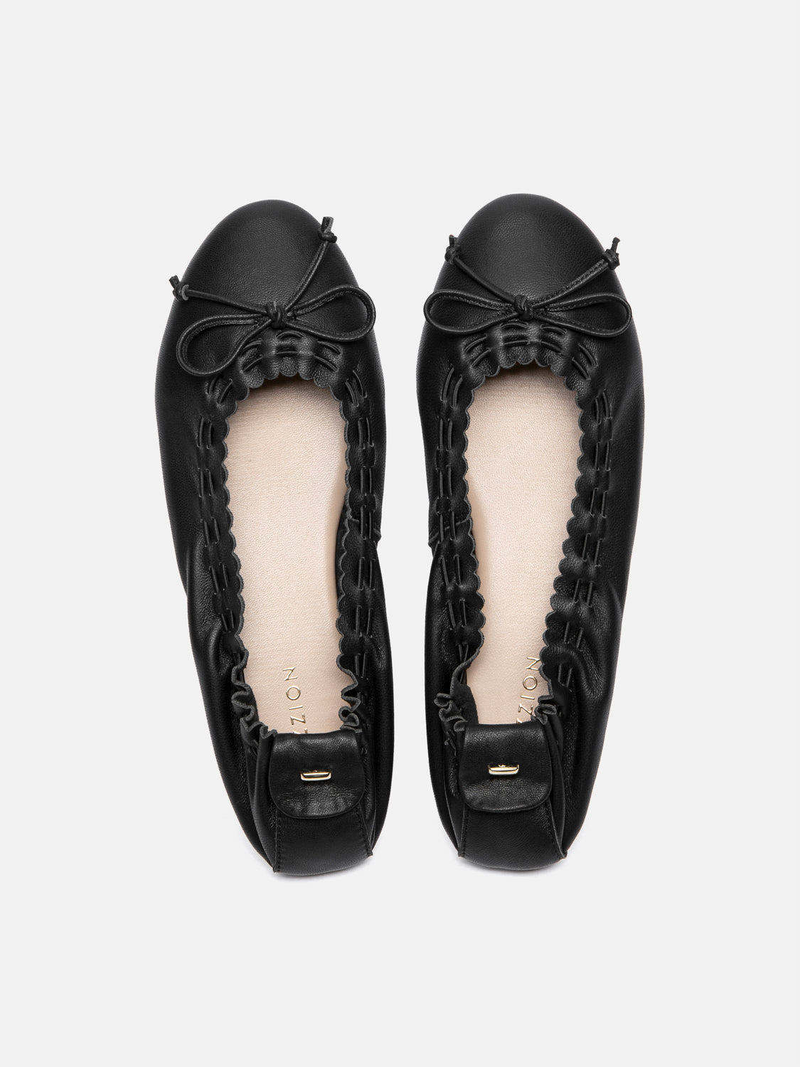 PAZZION, Kyraline Bow-Tied Leather Flats, Black