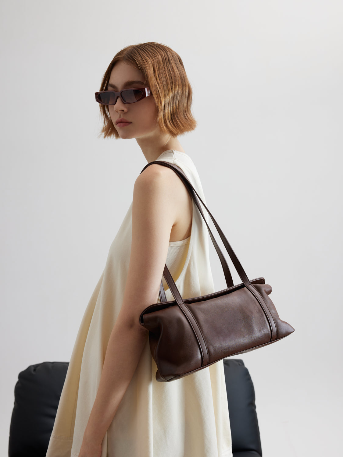 PAZZION, Kyravelle Leather Shoulder Bag, Darkbrown
