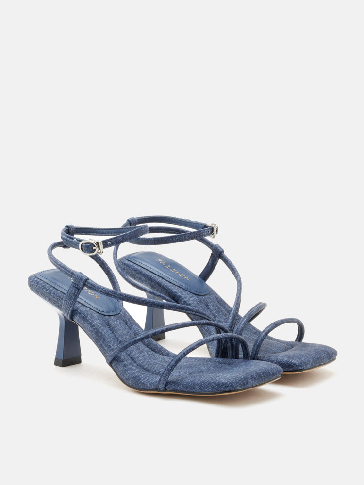 PAZZION, Lena Pillow Strappy Heels, Blue