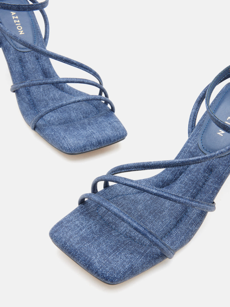 PAZZION, Lena Pillow Strappy Heels, Blue