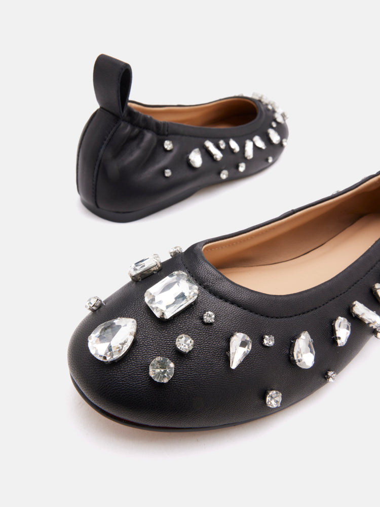 PAZZION, Levante Gem Embelished Flats, Black