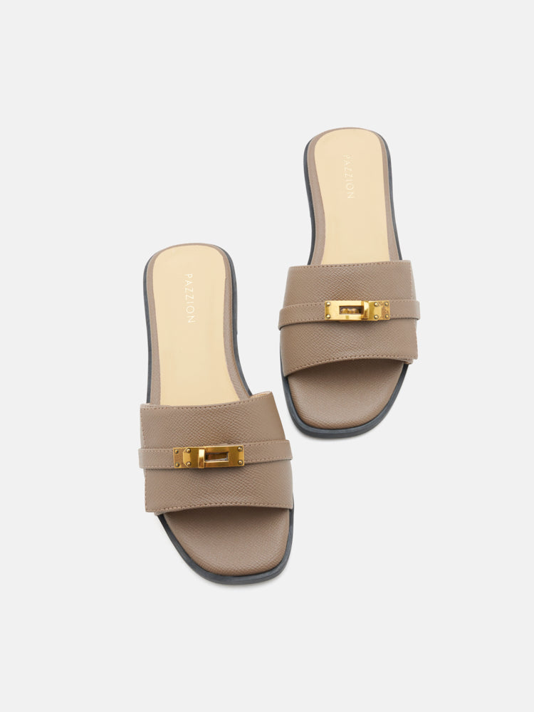 PAZZION, Lexley Twist Lock Accent Slides, Khaki
