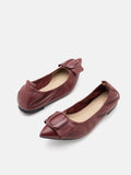 PAZZION, Lila Bow Buckle Pointed-Toe Flats, Wine