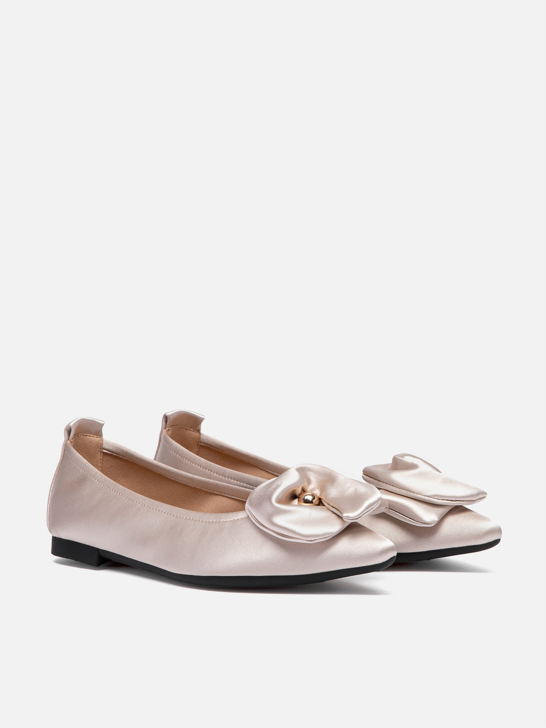 PAZZION, Lilia Pointed Toe Silk Flats, Champagne