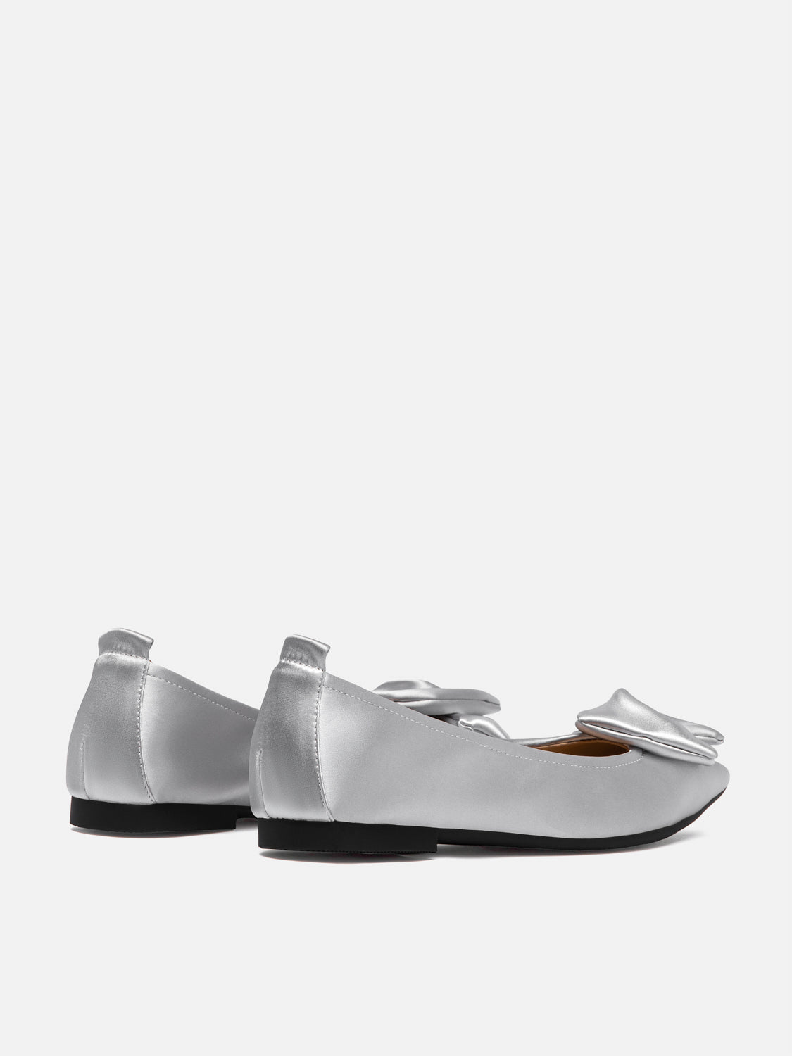 PAZZION, Lilia Pointed Toe Silk Flats, Silver