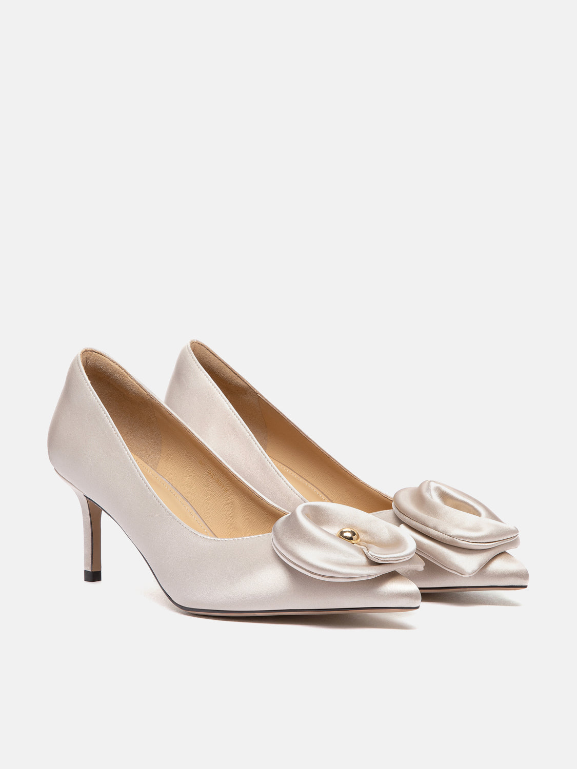 PAZZION, Lilia Pointed Toe Silk Heels, Champagne