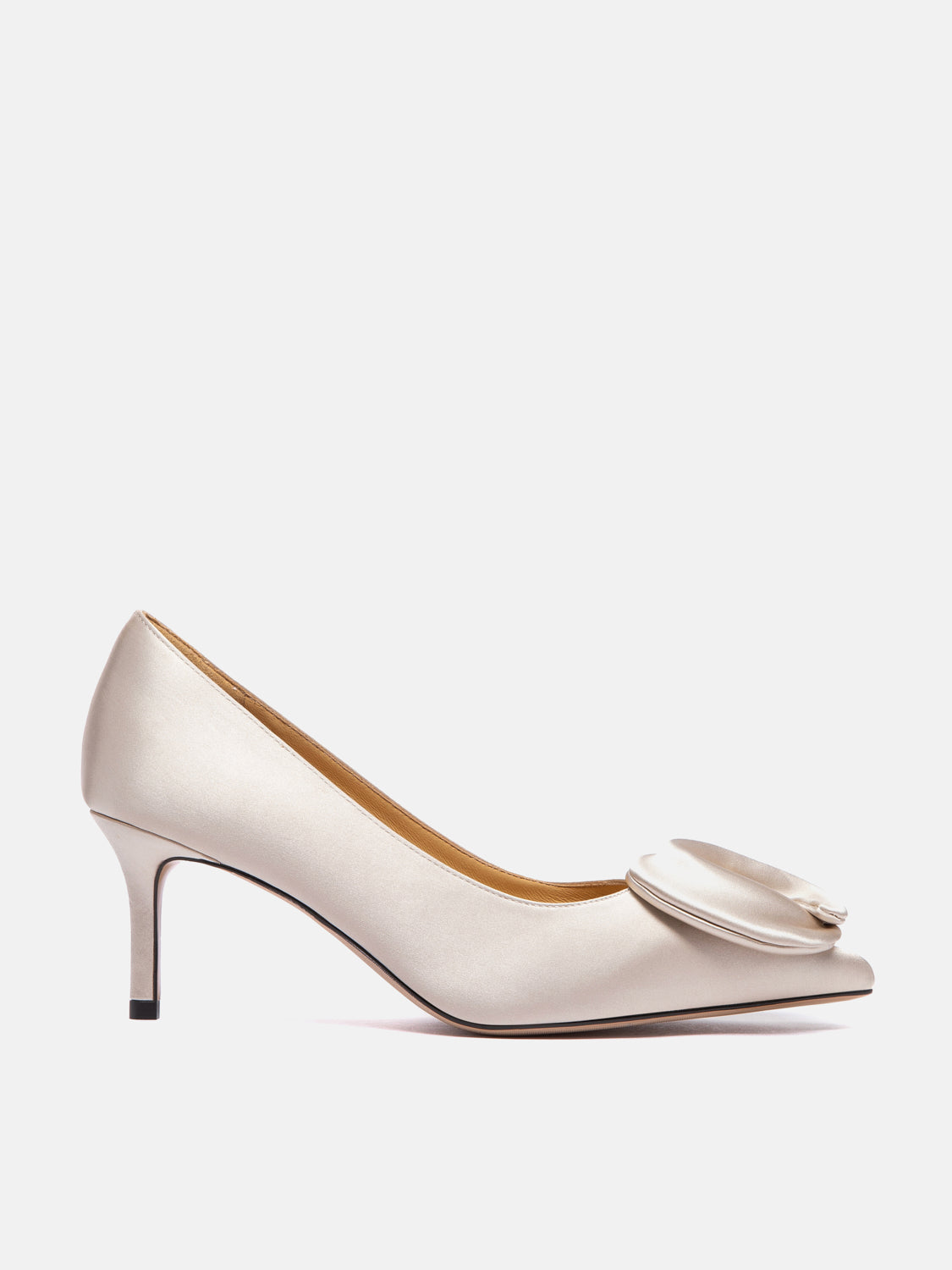 PAZZION, Lilia Pointed Toe Silk Heels, Champagne