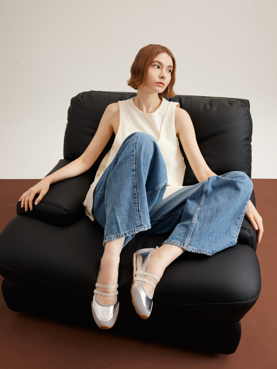 PAZZION, Liravelle Double-Strap Suede Mary Janes, Silver