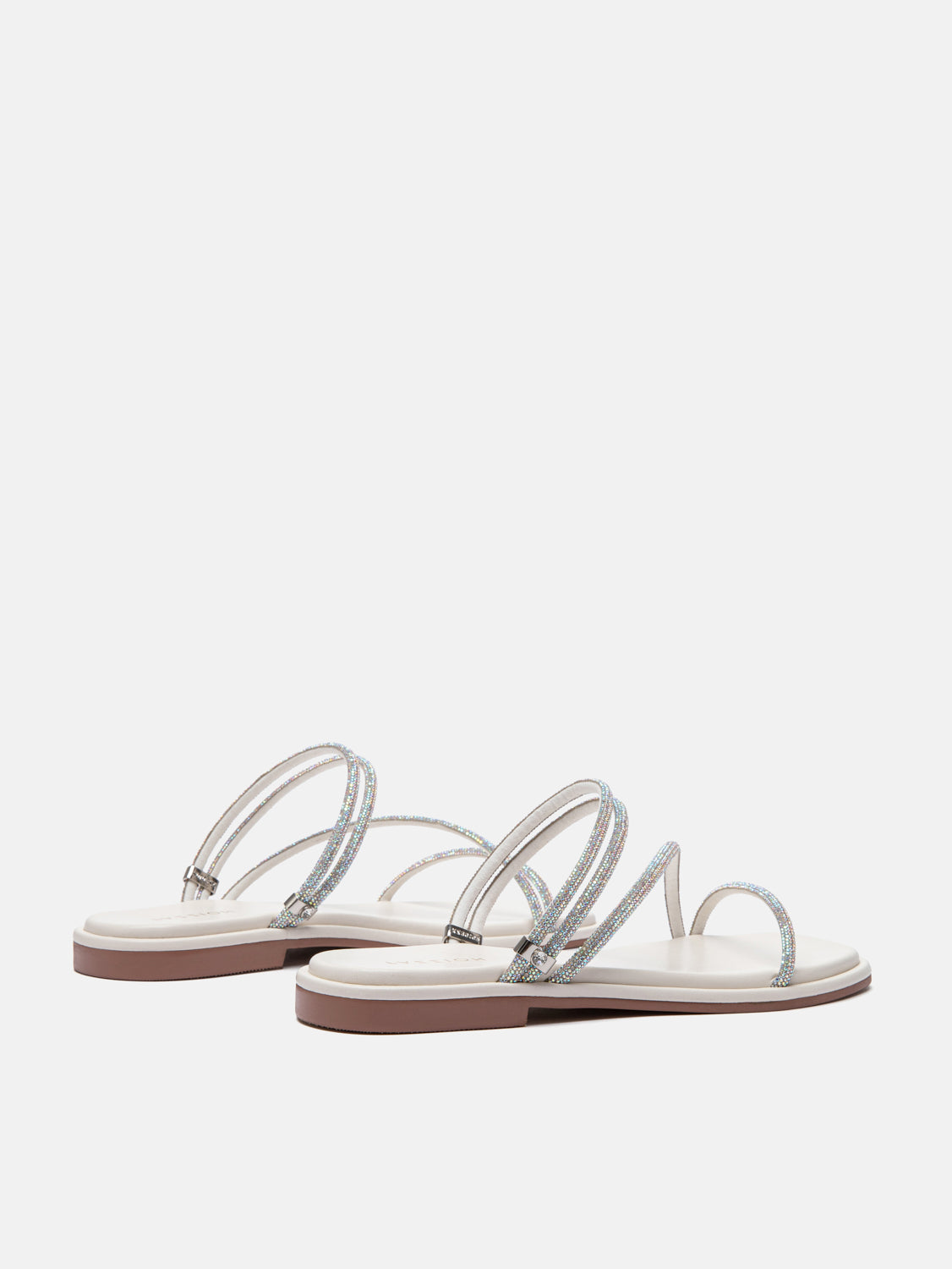 PAZZION, Lola Crystal Strap Sandals, Beige