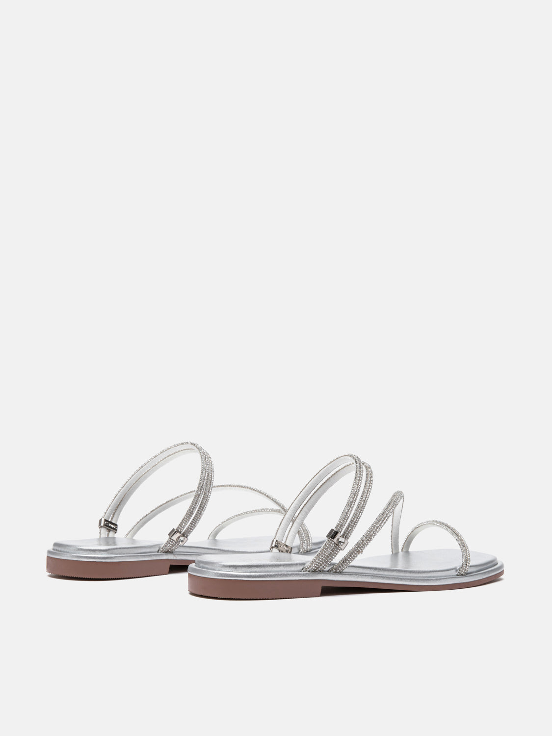 PAZZION, Lola Crystal Strap Sandals, Silver