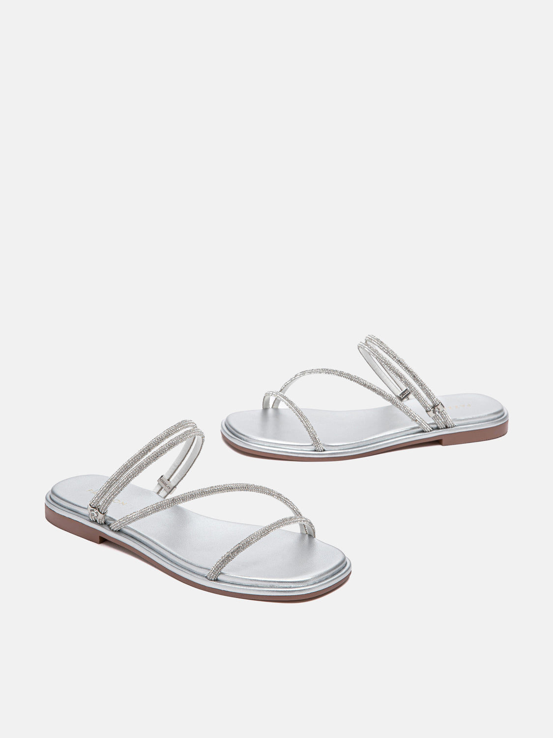 PAZZION, Lola Crystal Strap Sandals, Silver