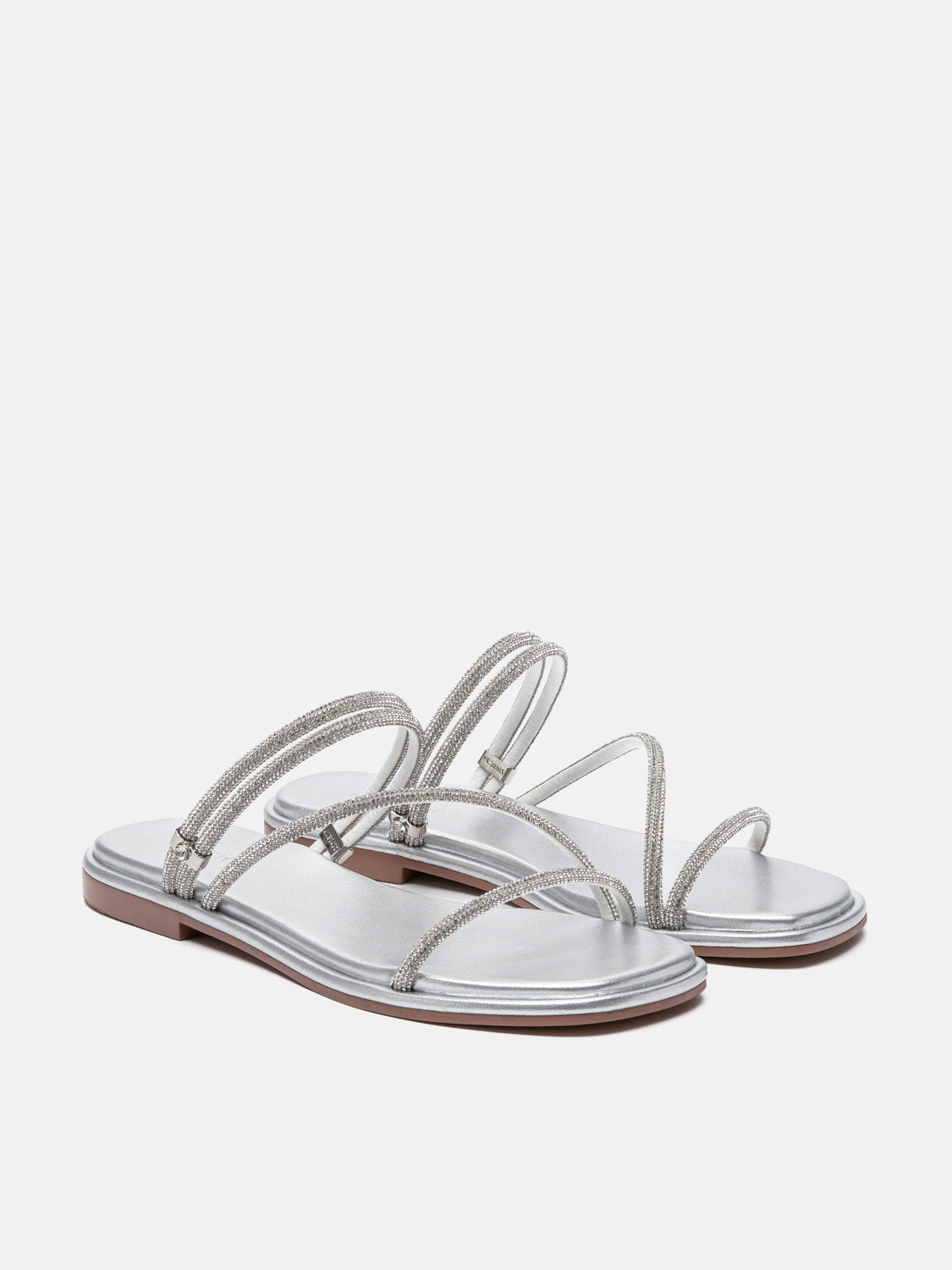 PAZZION, Lola Crystal Strap Sandals, Silver