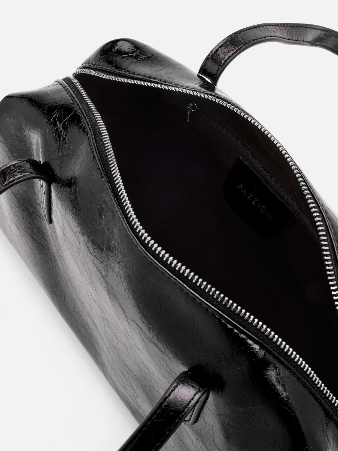 PAZZION, Louella Crinkled Elongated Handle Bag, Black