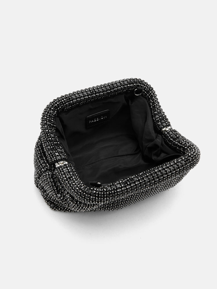 PAZZION, Lumina Diamante Embellished Clutch, Black