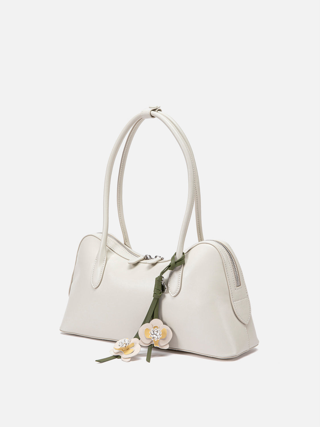 PAZZION, Lycorisse Orchid Leather Shoulder Bag, Beige
