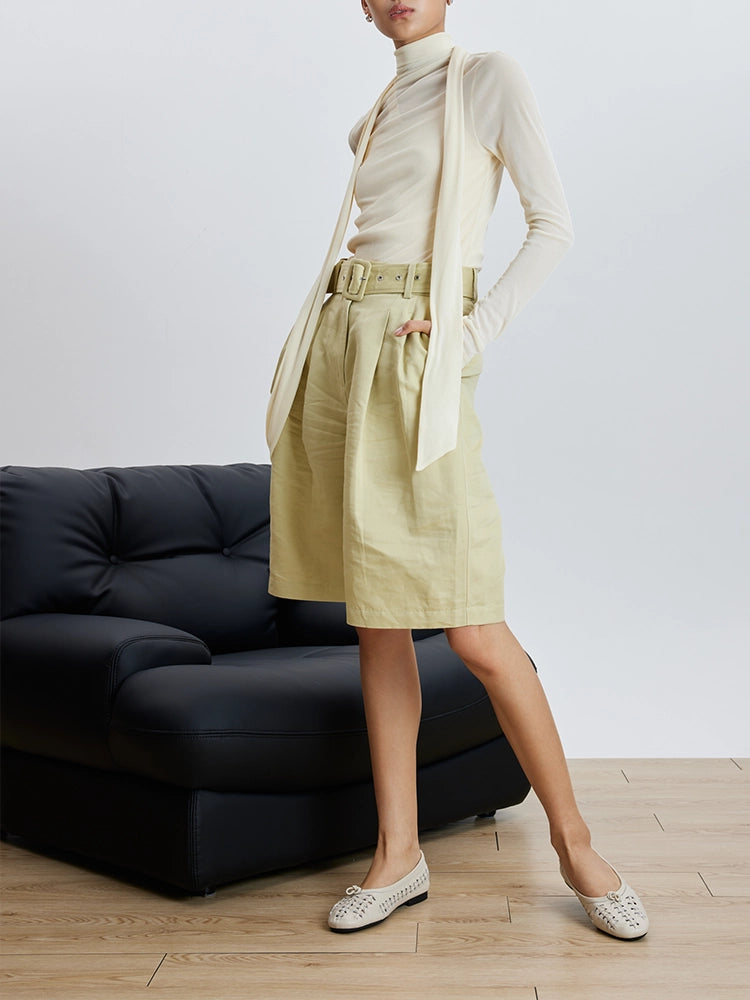 PAZZION, Maerose Woven Bow Leather Flats - Beige,