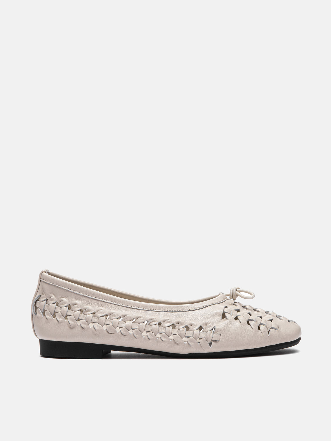 PAZZION, Maerose Woven Bow Leather Flats - Beige