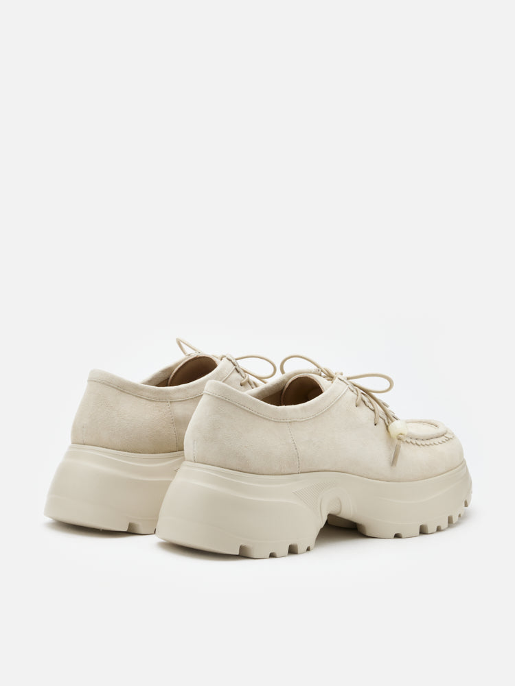 PAZZION, Maeve Suede Fringed Loafers, Beige